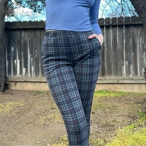 Navy blue plaid pants
